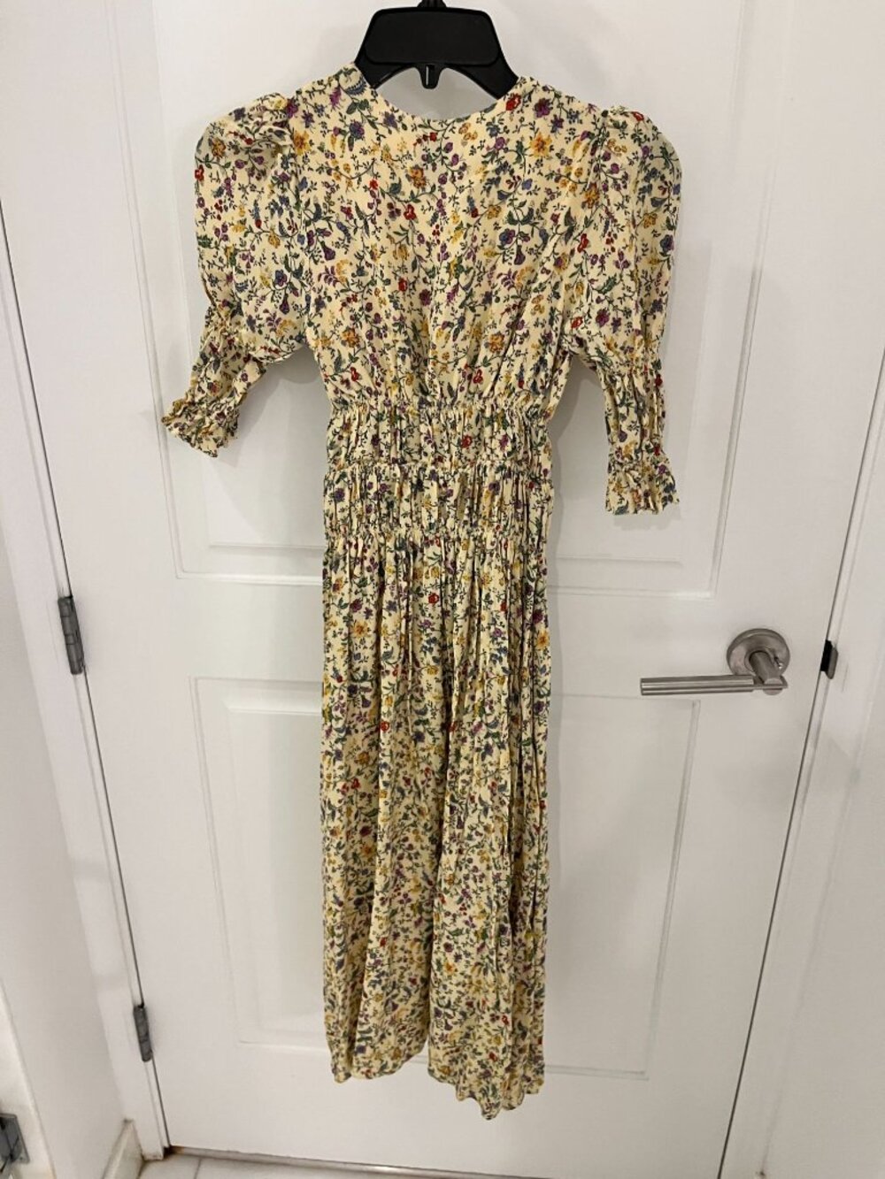 NWOT Reformation Cyrus Dress in Yasmeen Yellow Floral Size 0 Maxi Smocked Midi - Picture 7 of 11